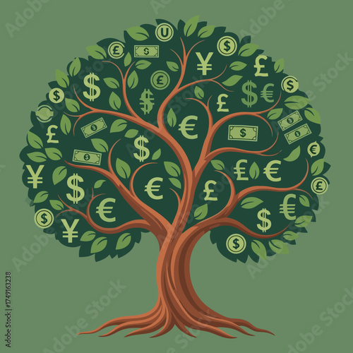 Money Tree Illustration Financial Growth, Investment, Wealth
