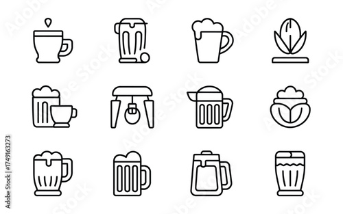 Vector beer mug icons collection scalable illustration for eps and design projects silhouette