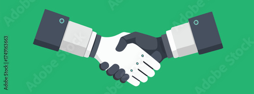 A vibrant and modern vector illustration depicting a professional business handshake between diverse individuals, symbolizing agreement, partnership, trust, and successful collaboration