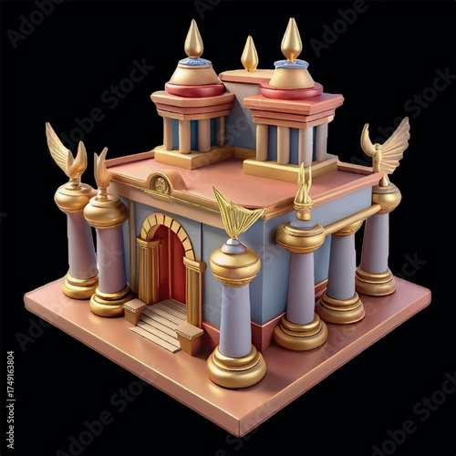 Architectural Fantasy: A meticulously crafted miniature architectural marvel showcases intricate details and imaginative design, blending classic elements with a touch of fantasy.