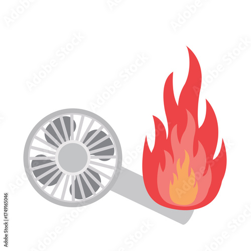 発火するハンディファン　イラスト