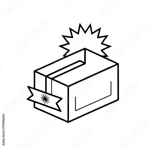 Isometric box with starbursts