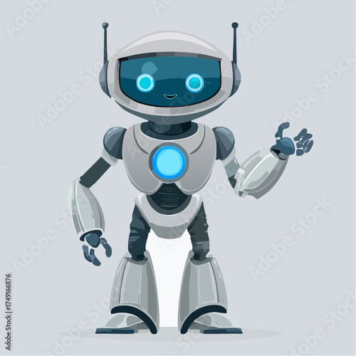 Friendly Robot Character with a Positive Attitude and Technology Theme