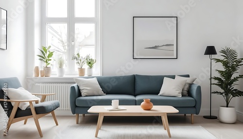 Modern Scandinavian Living Room Interior with Minimalist Design