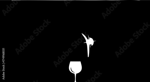 Canvas Print Dynamic splash of white liquid erupting from a wine glass, capturing a moment of pure refreshment and celebratory energy in a clean, modern style