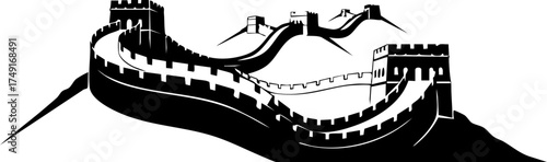 Iconic Great Wall of China snaking across dramatic mountainous terrain, a symbol of ancient strength and enduring history.