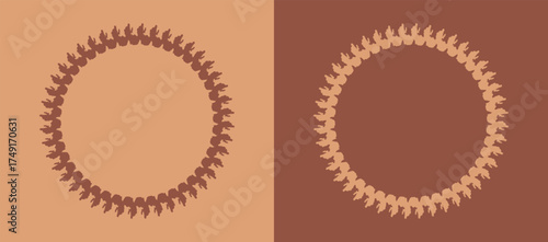 Seamless brown geometric round pattern. Decorative ornate square background. Endless flat vector design. template, tile, floor, backdrop, cover, wall, shawl, fabric, textile.