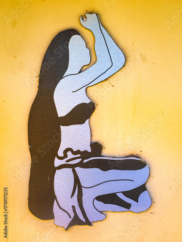 Εκτύπωση καμβά Public toilet symbol for women in the village of Pao Pao, Cook's Bay, Moorea Isl