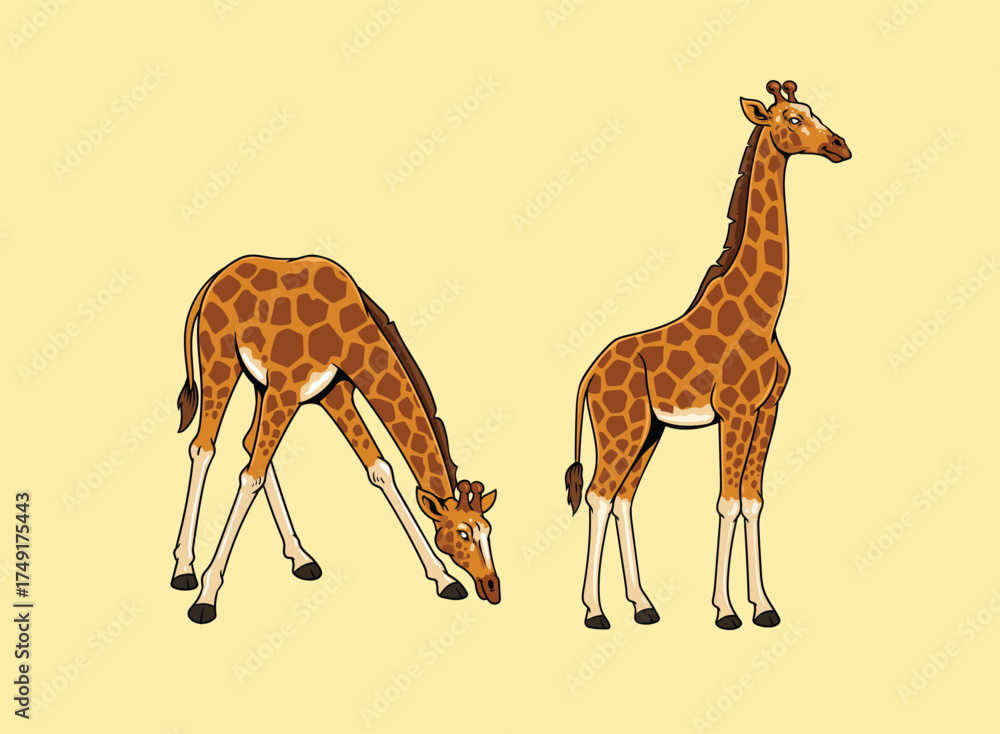 Fotografie giraffe illustration in simple realistic style