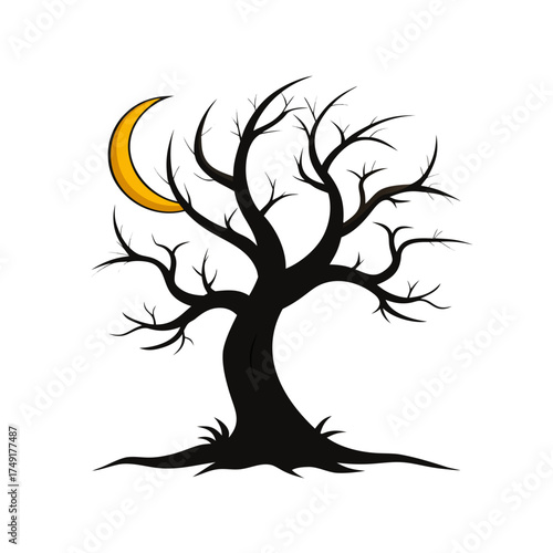 silhouette of a halloween tree