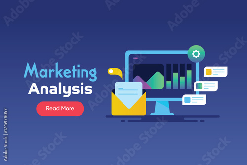 AI marketing platform showcases content analytics on digital screen, connected with email outreach and customer communication.