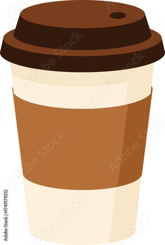 Takeout Coffee Cup with Lid Off Vector Illustration