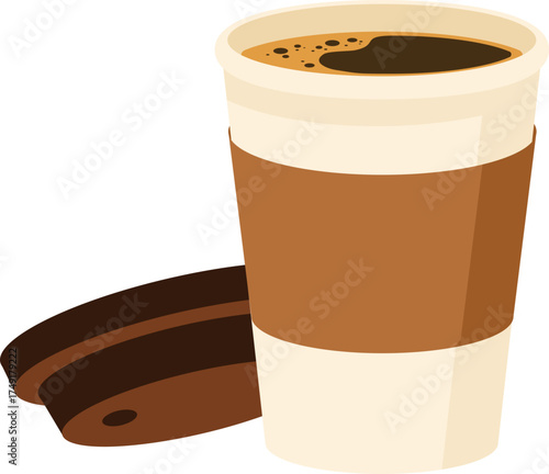 Takeout Coffee Cup with Lid Off Vector Illustration