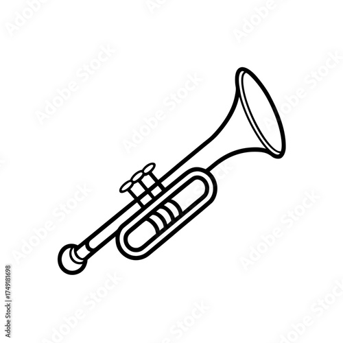 Illustration of a black trumpet on transparent background silhouette