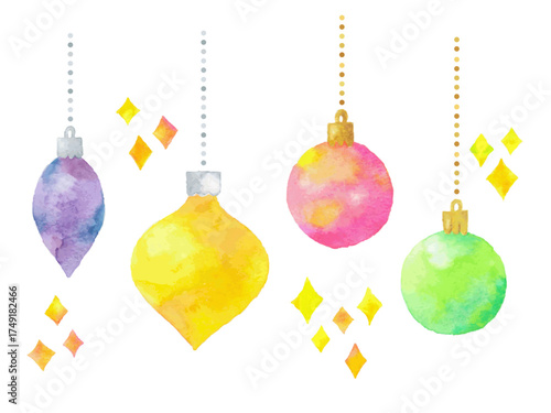 Hand-painted watercolor Christmas ornaments
