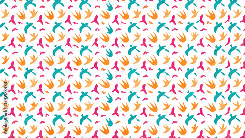 Playful seamless pattern with vibrant abstract shapes, perfect for textile designs, modern backgrounds, and creative projects adding a touch of artistic flair