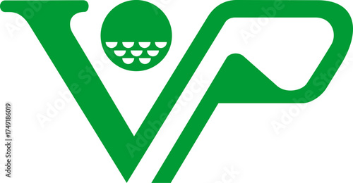 Monogram of the letter V and P united. Golf instrument, abstract, outline and elegant.