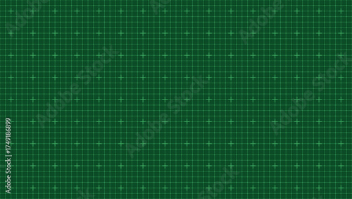 Seamless green blueprint grid with geometric crosshairs and lines, abstract background ideal for mapping, science, digital technology, navigation, engineering, interface, and data planning