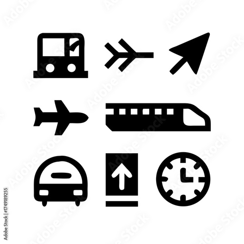 Transportation icons depicting various modes of travel