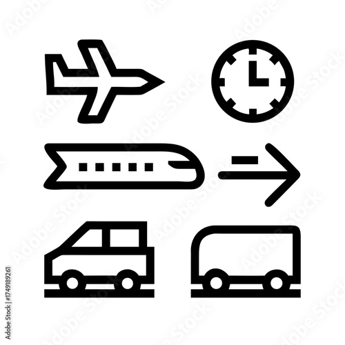 Transportation icons representing different modes of travel