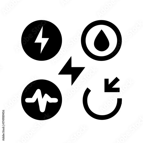 Illustration of energy sources and their conversion