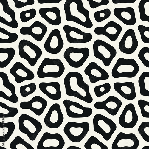 Vector seamless pattern. Free form organic shapes. Stylish structure of natural spots. Hand drawn abstract background. Can be used as swatch in Illustrator. Monochrome spotty print.