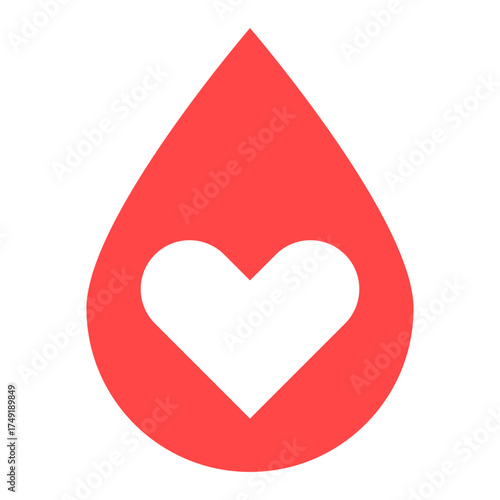 blood drop with heart flat icon