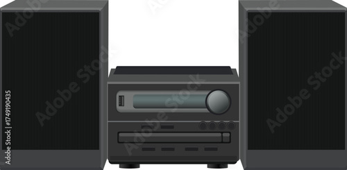 Old school black music player with speakers.