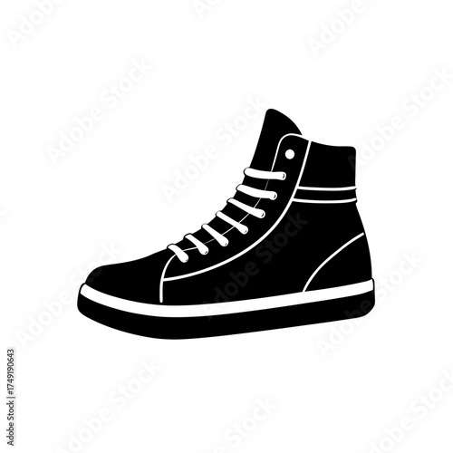 Illustration of a high top sneaker on transparent background silhouette