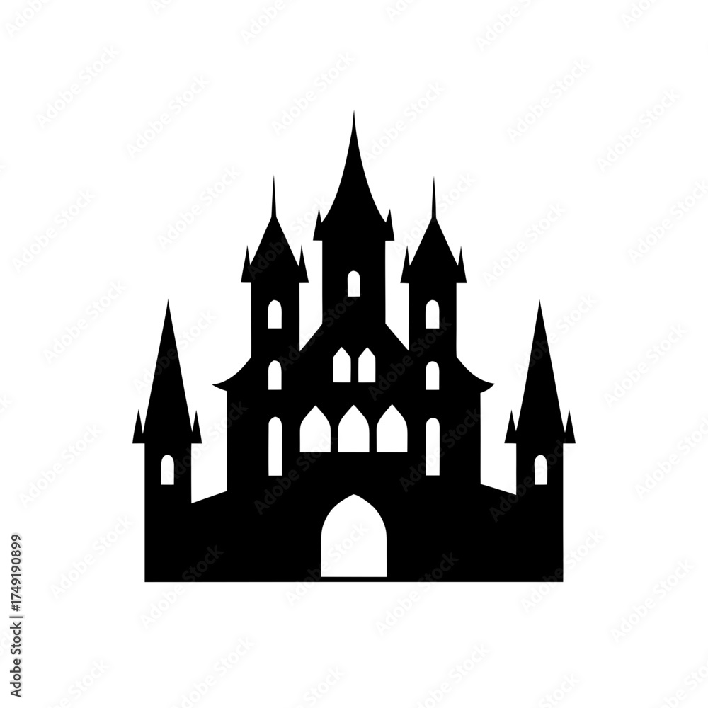 Obraz premium Silhouette of a spooky castle art on transparent background