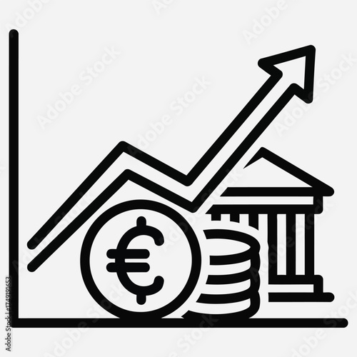 Financial Growth and Banking Symbol Illustrating Positive Economic Trends and Investment Success