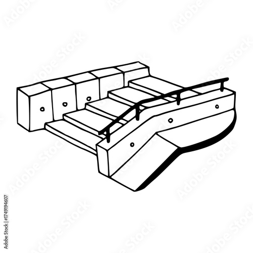 architectural design element: curved steps with handrail