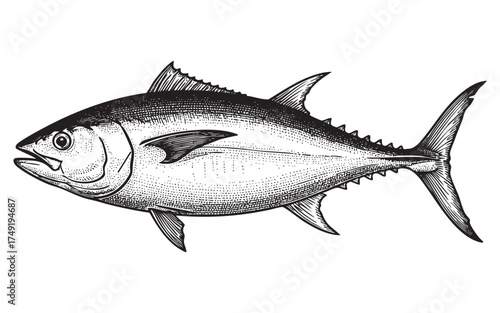 Tuna Fish Fish or Seafood engraving vector illustration