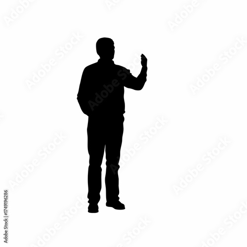 Counselor speaking at workplace stress seminar silhouette isolated on white background