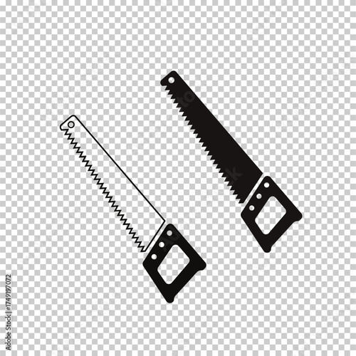 Hand saw or carpentry tool flat vector icon isolated on transparent background