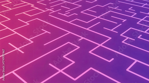 Minimal Neon Maze Background – Modern Gradient Labyrinth Design with Clean Lines