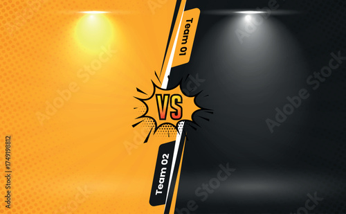 Versus background design, retro pop art comic background. Abstract cartoon cover with versus lightning. EPS 10 vector.