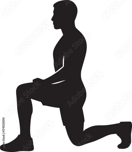 Forward Lunge Silhouette | Fitness Exercise Vector | Professional Gym Pose Illustration