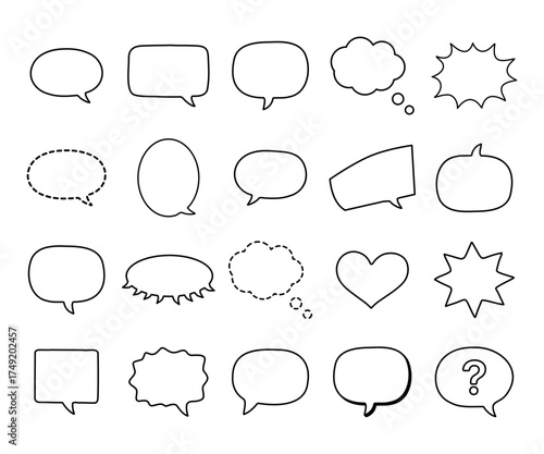 Vector speech bubbles set of illustration chat balloons modern dialog boxes stickers and social media comment clouds