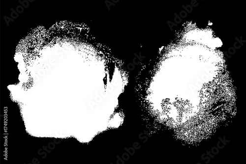 Set of hand drawn paint, ink brush strokes, brushes, lines. Dirty artistic design elements, boxes, frames for the text. Abstract white and black background.