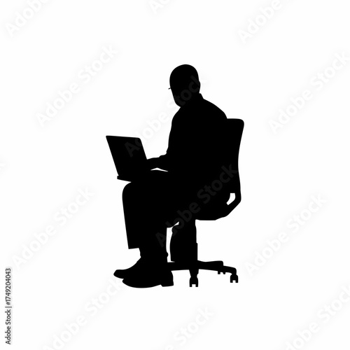 Silhouette of a psychologist conducting online therapy session isolated on white background