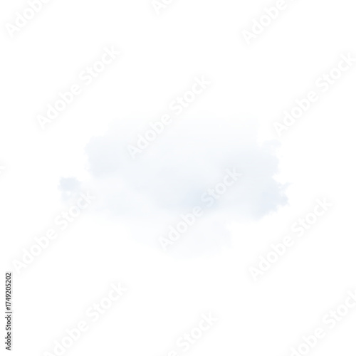 Isolated white cloud shape on a black background with a soft and diffused appearance in the center on transparent background
