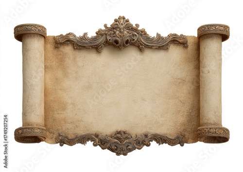 Antique scroll with ornate frame