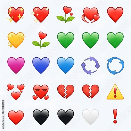 Collection of Heart Emojis - Love, Affection, and Emotional Expression.