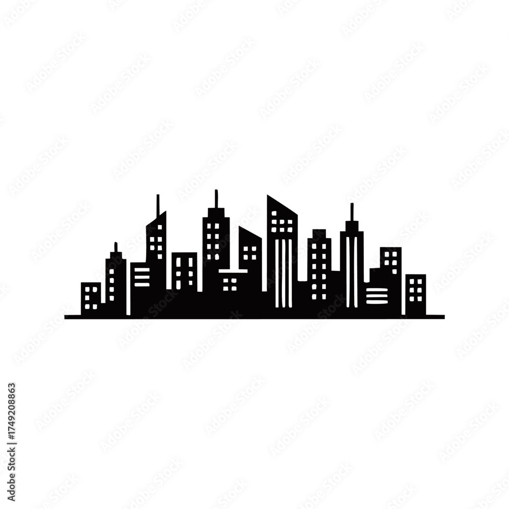 Naklejka premium City skyline silhouette vector
