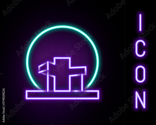 Glowing neon line Montreal Biosphere icon isolated on black background. Colorful outline concept. Vector