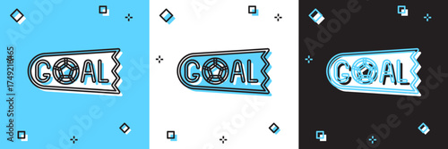 Set Goal soccer football icon isolated on blue and white, black background. Vector