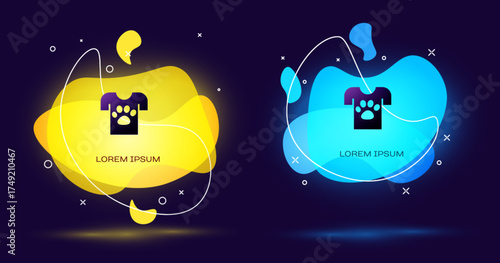 Black Animal volunteer icon isolated on black background. Animal care concept. Abstract banner with liquid shapes. Vector