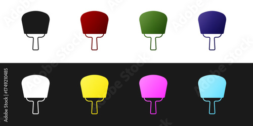 Set Korean hand fan icon isolated on black and white background. Vector