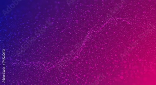 鮮やかな青紫からピンクへ変化するグラデーションにデータ粒子が躍動的に流れる未来的な抽象背景. AI Generated